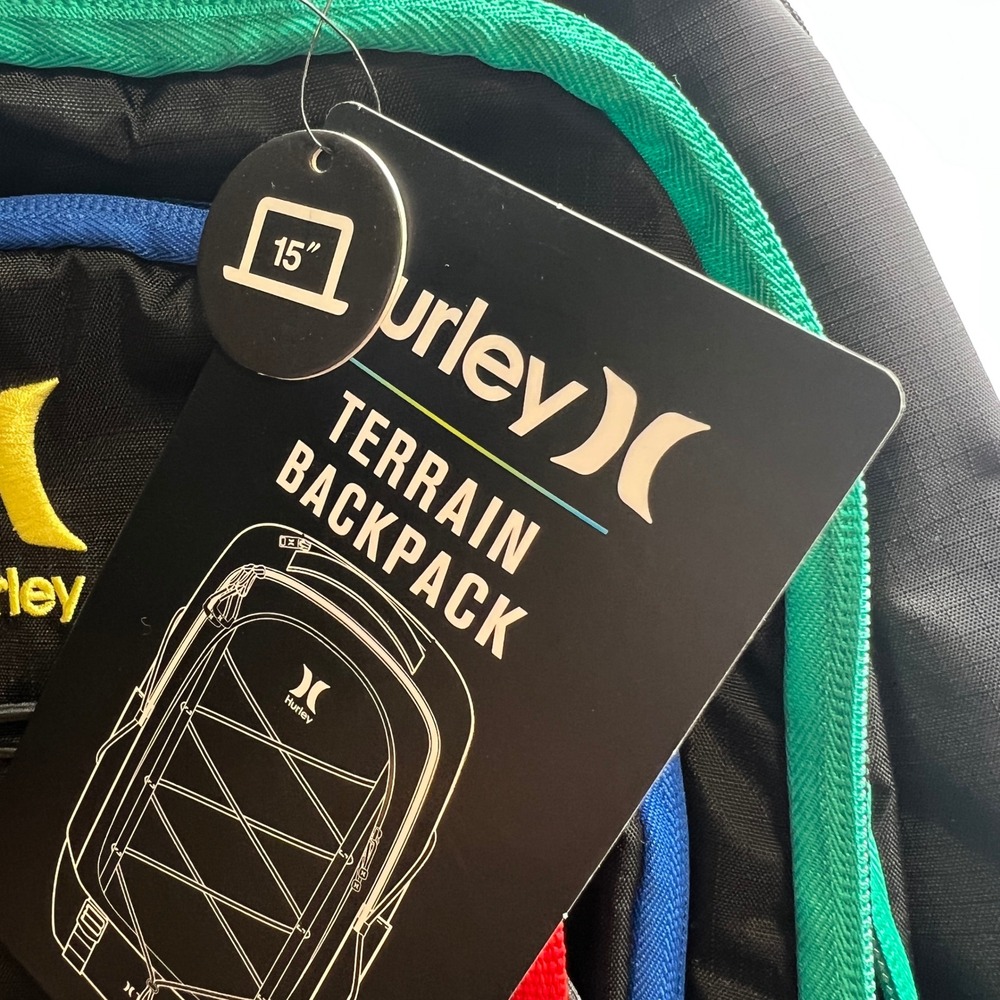 Hurley Terrain Backpack Black Multi Laptop Bag Tech NEW - Picture 8 of 8